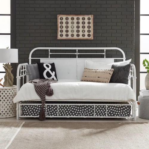 Vintage Series Twin Metal Trundle in Distressed Antique White