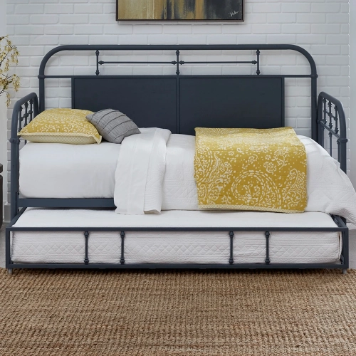 Vintage Series Twin Trundle in Distressed Navy Blue Metal