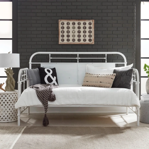 Vintage Series Twin Metal Day Bed in Distressed Antique White