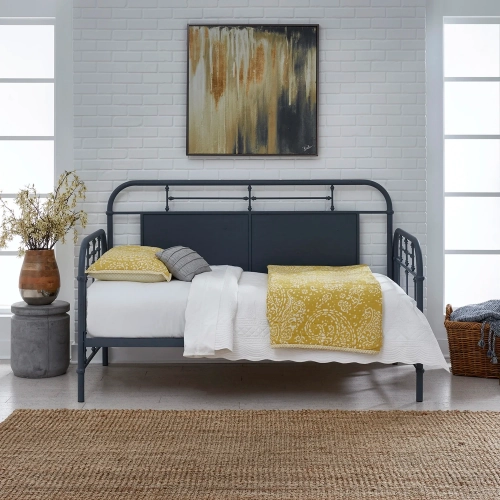 Vintage Series Twin Day Bed in Distressed Navy Blue Metal