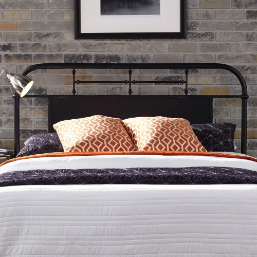 Vintage Series Queen Metal Headboard in Distressed Black