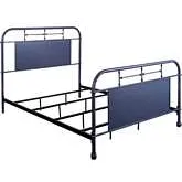 Vintage Series Queen Metal Bed in Distressed Navy Blue Metal
