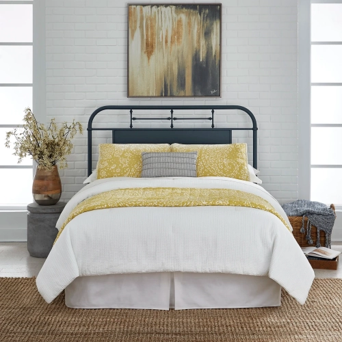 Vintage Series King Headboard in Distressed Navy Blue Metal
