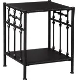 Vintage Open Nightstand in Distressed Black Metal