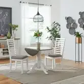 Brook Bay 3-Piece Drop-Leaf Dining Set in Textured White & Gray Wood