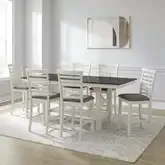 Brook Bay 7-Piece Gathering Height Dining Set in Textured White & Gray Wood