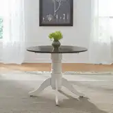 Brook Bay 36" Drop-Leaf Dining Table in Textured White & Carbon Gray