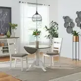 Brook Bay 3-Piece Drop-Leaf Table Set in Textured White & Gray Wood