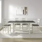 Brook Bay 5-Piece Gathering Height Dining Set in Textured White & Gray Wood