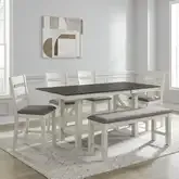 Brook Bay 6-Piece Gathering Height Dining Set in Textured White & Gray Wood