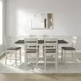 Brook Bay 7-Piece Gathering Height Dining Set in Textured White & Gray Wood