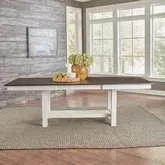 Brook Bay 94" Trestle Dining Table in Textured White & Carbon Gray