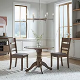 Brook Bay 3-Piece Drop-Leaf Dining Set in Sandstone Wood & Gray Linen
