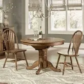 Carolina Crossing 3-Piece Pedestal Dining Set in Distressed Wood
