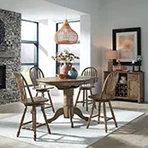 Carolina Crossing 5-Piece Gathering Height Dining Set in Antique Honey Wood
