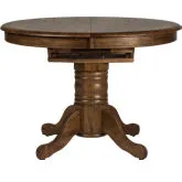 Carolina Crossing Round to Oval Dining Table in Distressed Brown