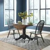Carolina Crossing 3-Piece Drop-Leaf Dining Set in Distressed Wood & Black