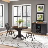Carolina Crossing 3-Piece Pedestal Dining Set in Distressed Wood & Black