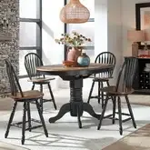 Carolina Crossing 5-Piece Gathering Height Dining Set in Black & Honey Wood
