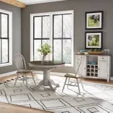 Carolina Crossing 3-Piece Pedestal Dining Set in Distressed Wood & White