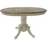 Carolina Crossing 57" Round Gathering Dining Table in Antique White & Wood