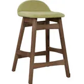 24" Counter Chair in Walnut & Green Fabric (Set of 2)