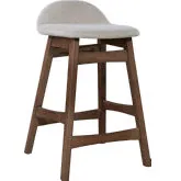 24" Counter Chair in Walnut & Light Tan Fabric (Set of 2)
