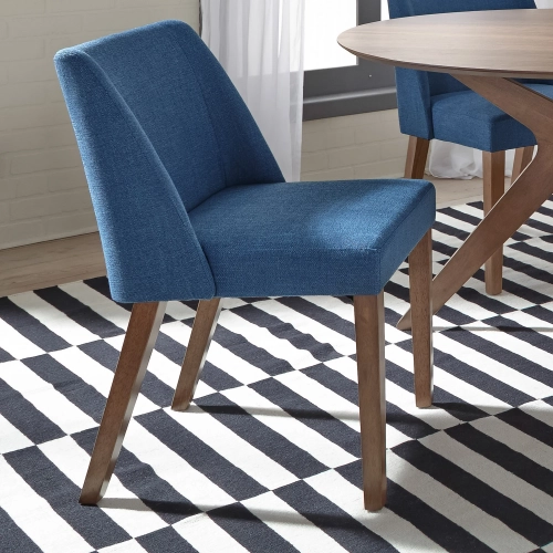 Nido Dining Chair in Walnut & Blue Fabric (Set of 2)
