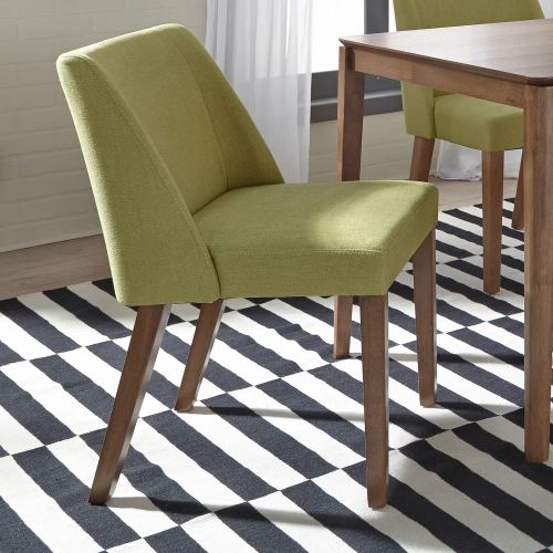 Nido Dining Chair in Walnut & Green Fabric (Set of 2)