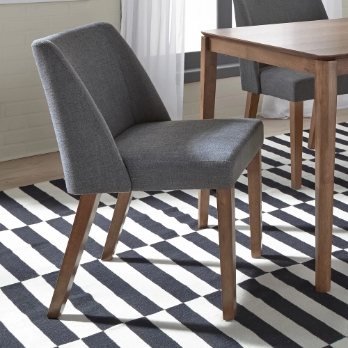 Nido Dining Chair in Walnut & Gray Fabric (Set of 2)