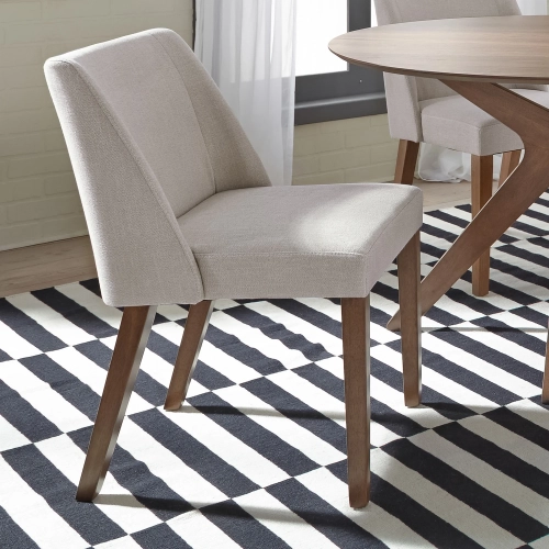 Nido Dining Chair in Walnut & Light Tan Fabric (Set of 2)