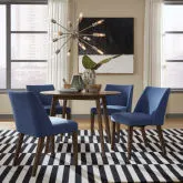 Space Savers 5-Piece Drop-Leaf Dining Set in Walnut & Blue