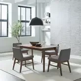 Space Savers 5-Piece Dining Set in Satin Walnut Wood & Gray Fabric