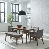 Space Savers 6-Piece Dining Set in Satin Walnut Wood & Gray Fabric