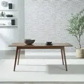 Space Savers 74.5" Extension Dining Table in Satin Walnut Brown Wood