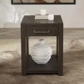 Lennox Hill Chairside End Table in Bark Brown Wood