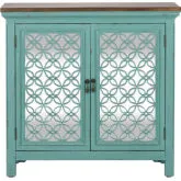 Kensington 2-Door Accent Cabinet in Turquoise & Worn Wood
