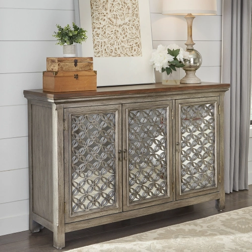 Westridge 3-Door Accent Cabinet in Wire Brushed Gray