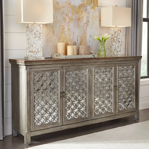 Westridge 4-Door Accent Cabinet in Wire Brushed Gray