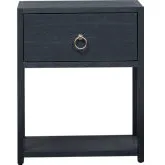Midnight 1 Shelf Accent Table in Wire Brushed Denim Blue Wood