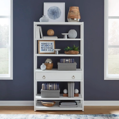East End Accent Bookcase in Brushed White Wood