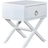 East End 1-Drawer Accent Table in Brushed White Wood