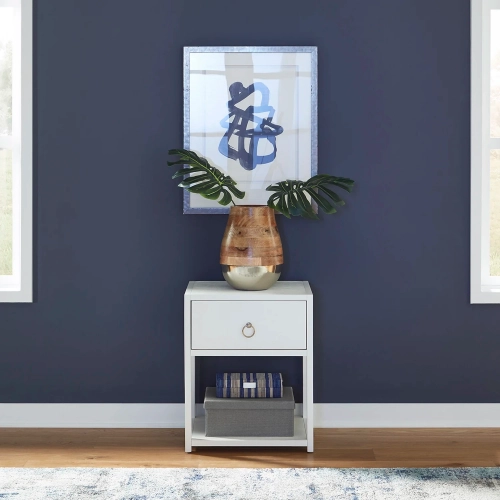 East End 1-Drawer 1 Shelf Accent Table in Brushed White Wood
