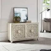 Sundance 2-Door Accent Cabinet in Antique Linen White Wood