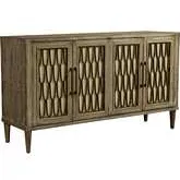 Devonshire 4-Door Accent Cabinet in Driftwood Wood & Linen
