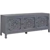 Marisol 65" 3-Door TV Stand in Washed Gray & Cream Wood