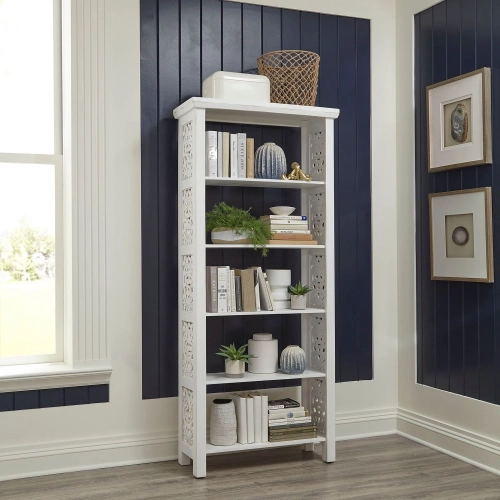 Trellis Lane Bookcase in Weathered White Wood