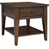 Lake House End Table in Rustic Brown Oak