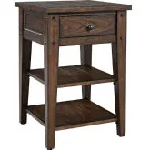 Lake House Side Table in Rustic Brown Oak