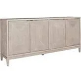 Kinsley 4-Door Cabinet in Washed Taupe & Silver Champagne Wood